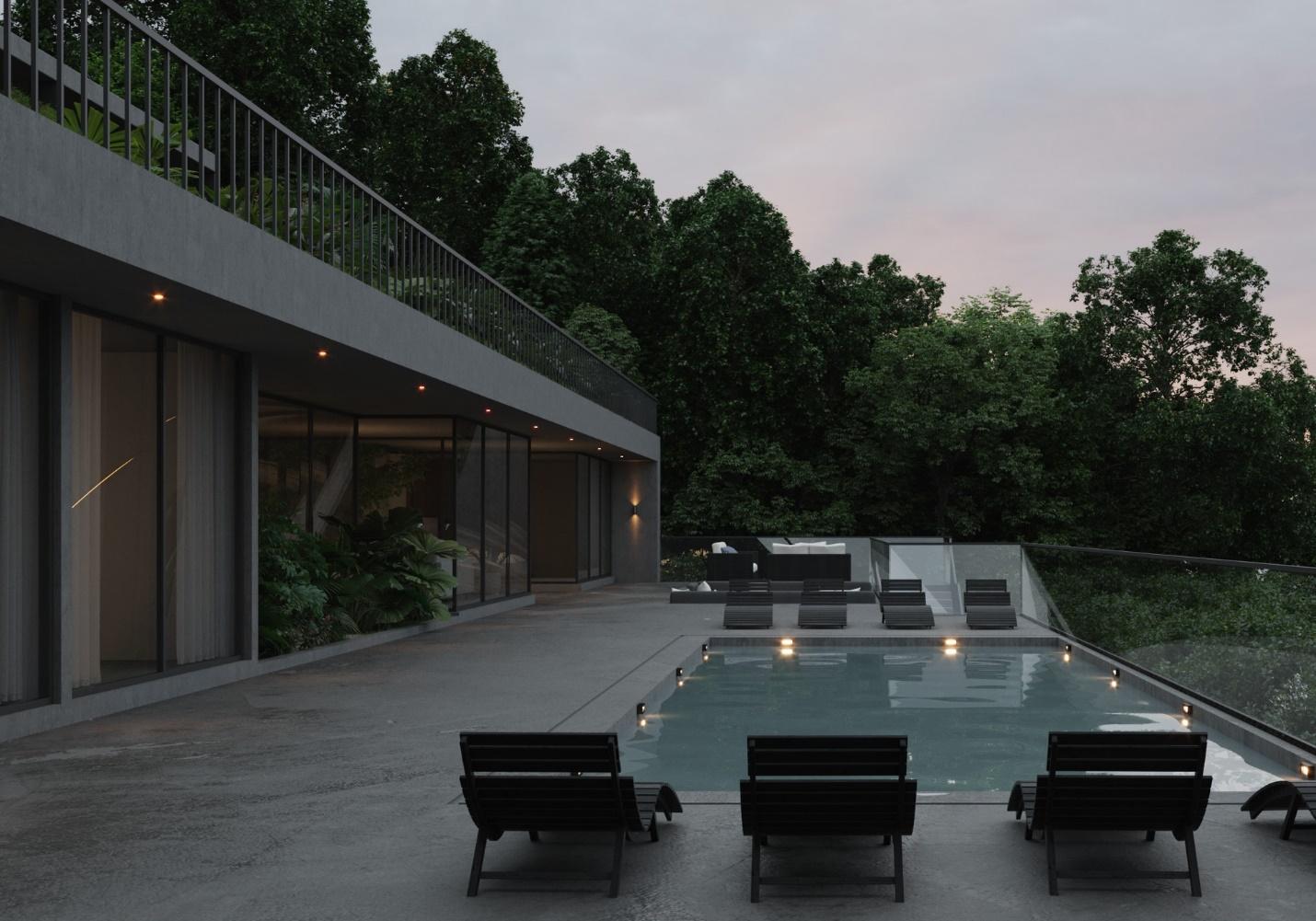 the pool side view of ONO Aburi