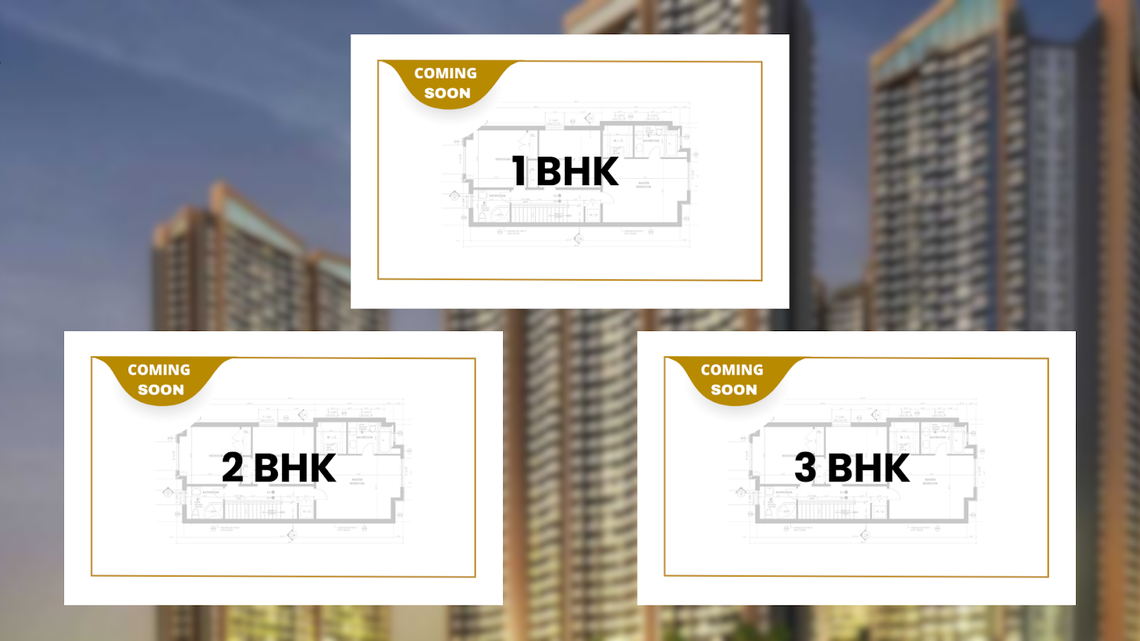 Arihant Aspire floor plan and floor configuration of 1,2 and 3 BHK apartments.