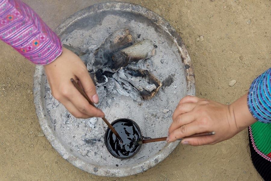 Beeswax is melted on the heat