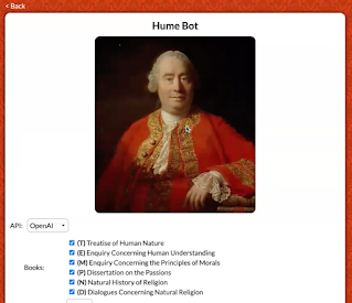 Collier trains Hume bot by providing access to works by Hume