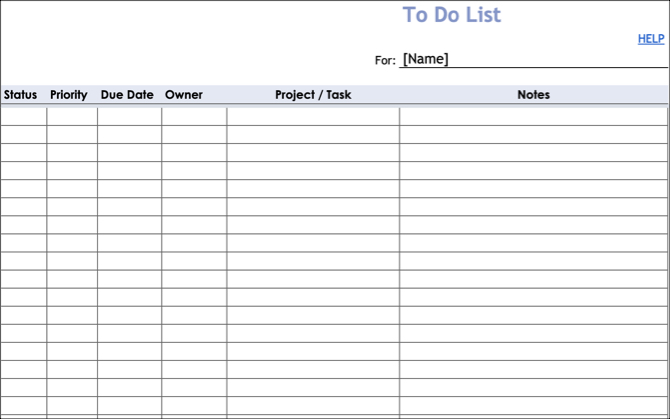 Modèle de liste de tâches Google Docs