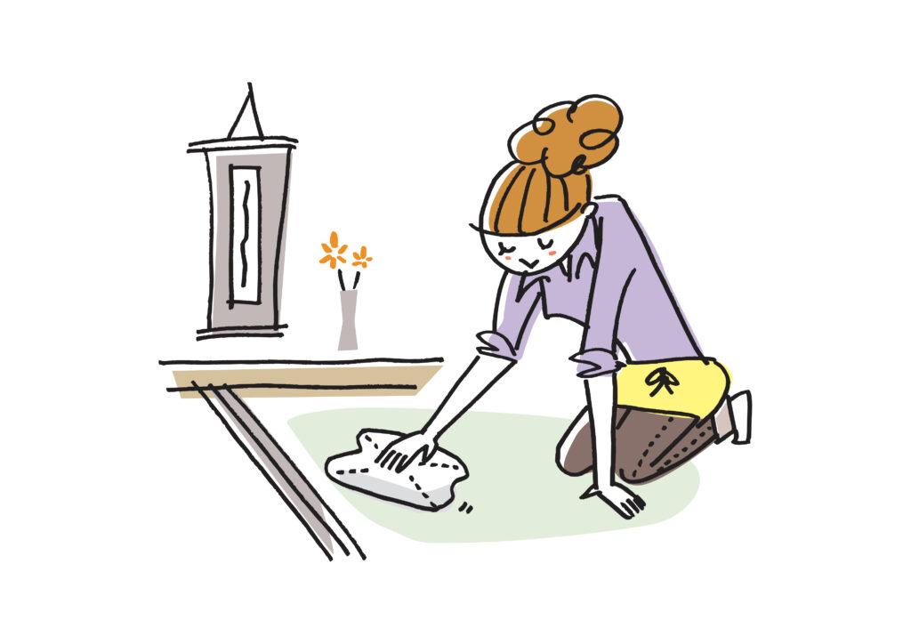 畳を掃除する人のイラスト