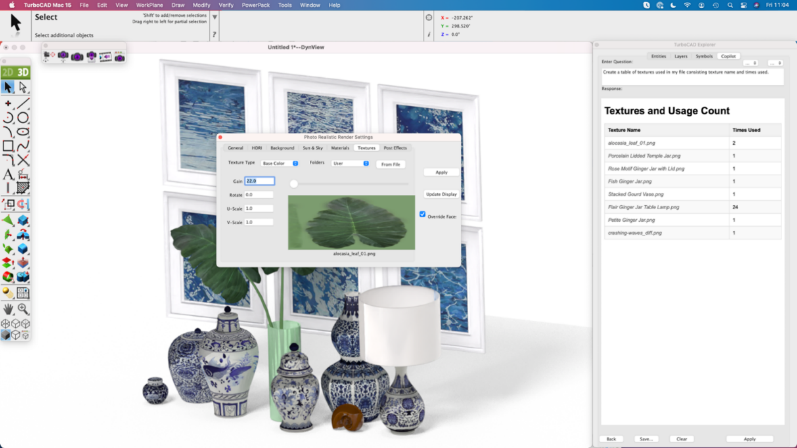 Screenshot showing texture import feature