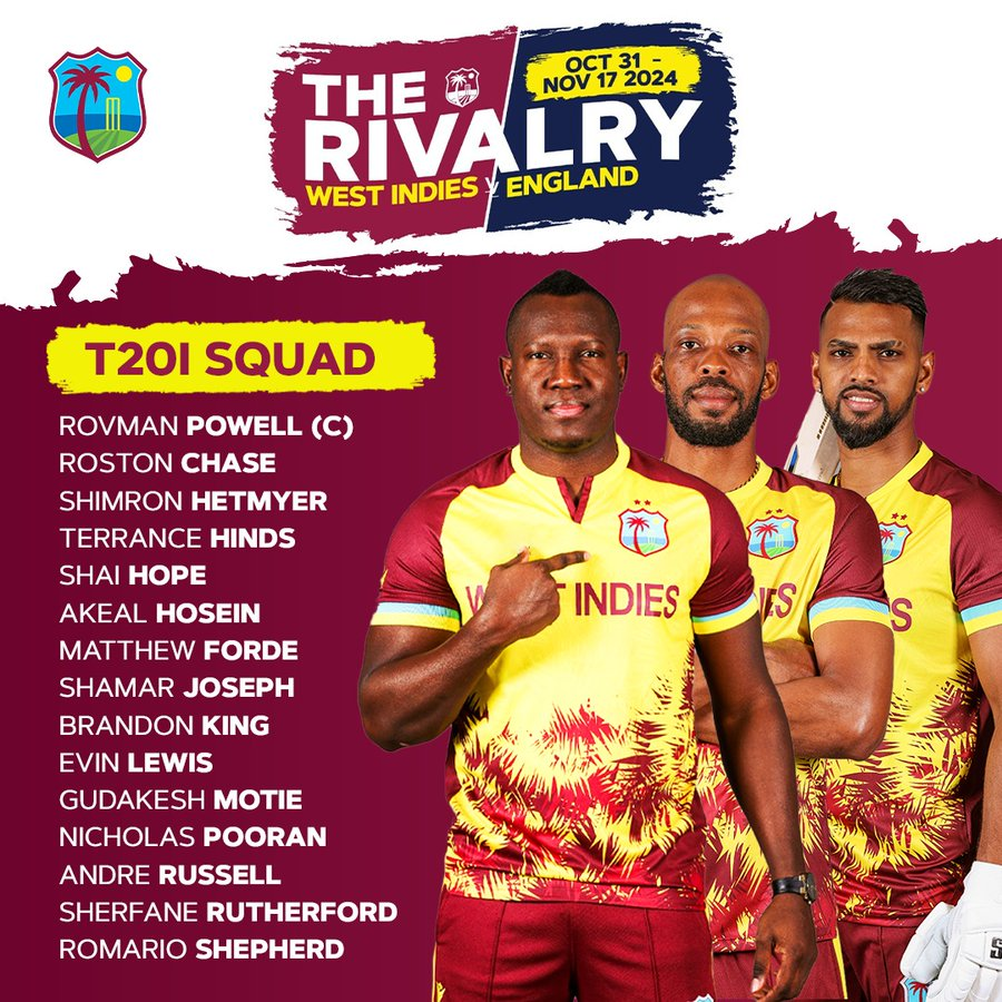 West Indies Squad Unveiled for Thrilling T20