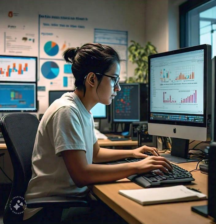 A person sitting at a desk typing on a keyboard<br />
<br />
Description automatically generated