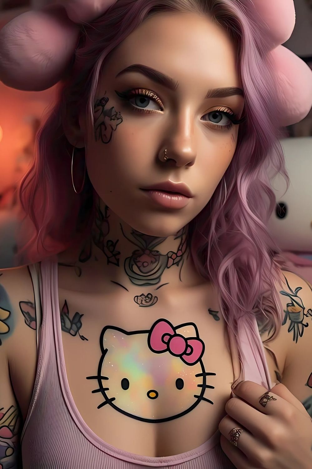 Timeless Hello Kitty Face Tattoo
