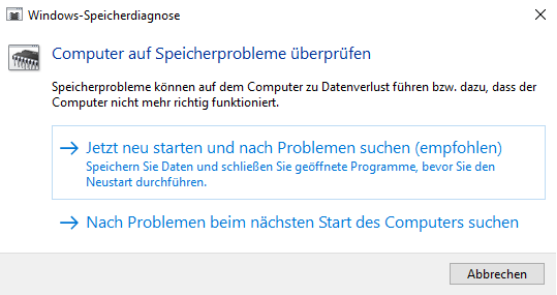 Windows-Speicherdiagnose