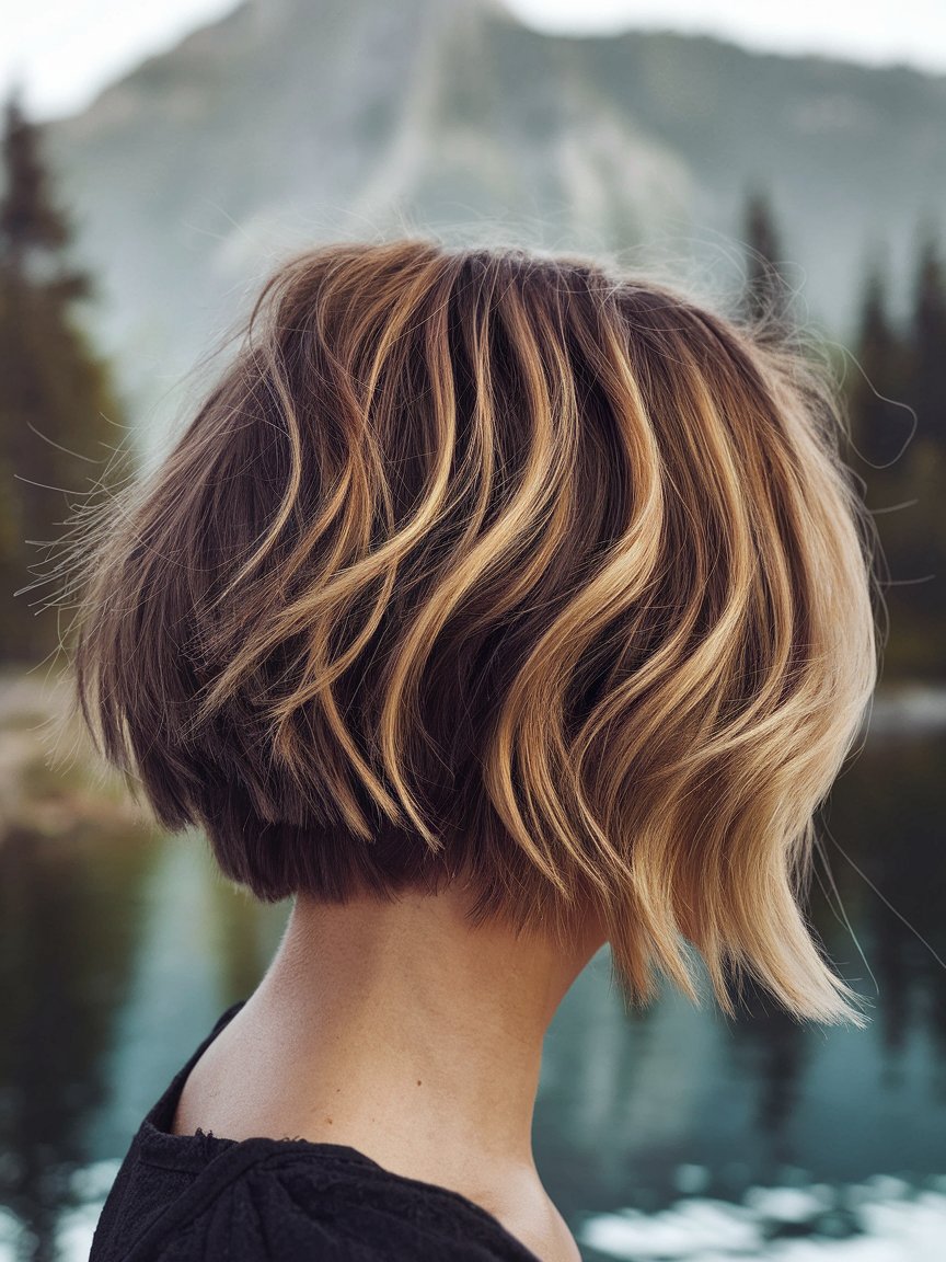 22. Razored Bob Crop with Highlights