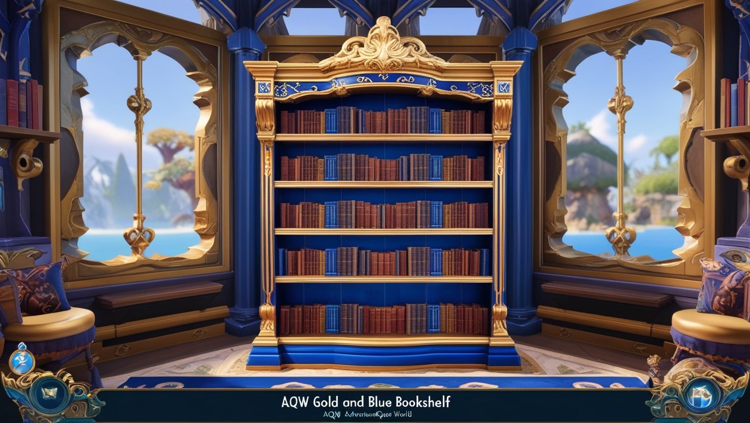 AQW Gold and Blue Bookshelf