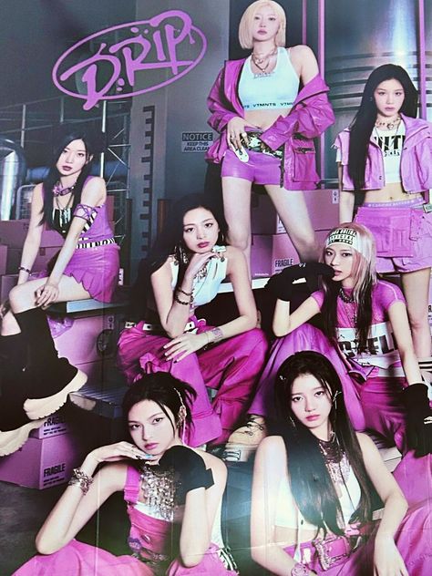 This  contain an image  girls'generation posing in pink outfits for the cover of their new album, drop