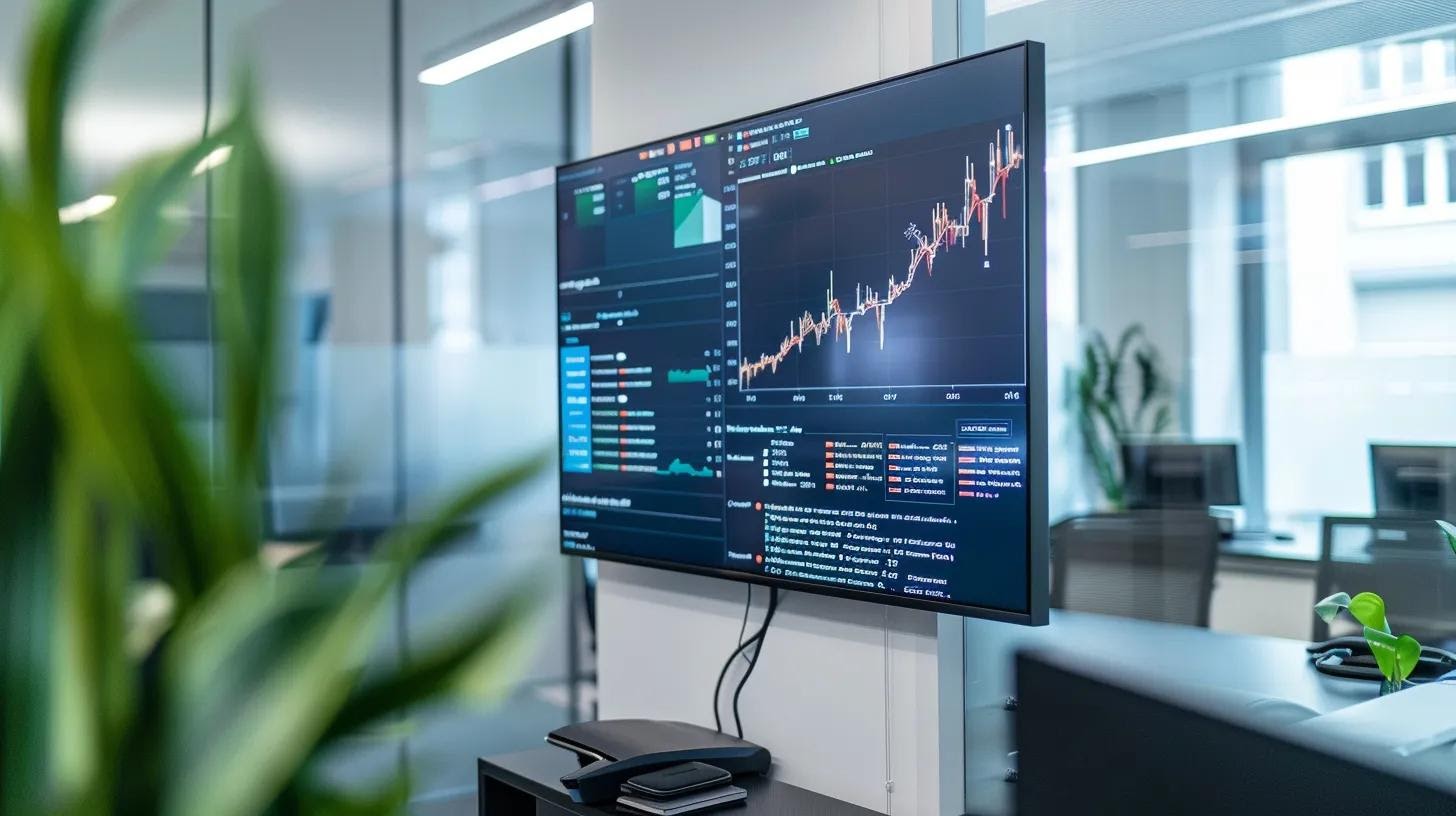 a sleek, modern office environment showcases a large digital screen displaying a visually engaging website design diagram, highlighting clean urls, strategic meta tags, and site architecture, emphasising the fusion of technical seo and user experience.
