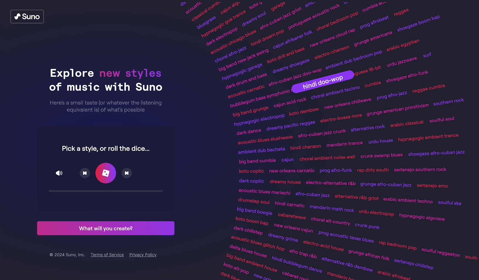 Suno interface