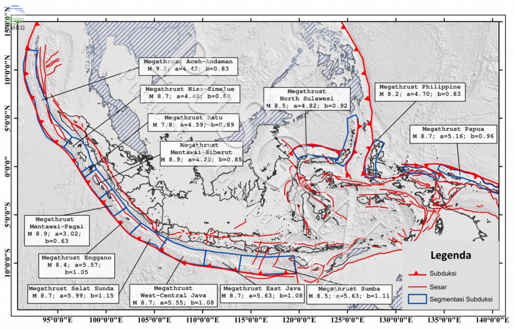 Potential Megathrust Earthquake Zones in Indonesia. Source:&nbsp;@infobmkg 