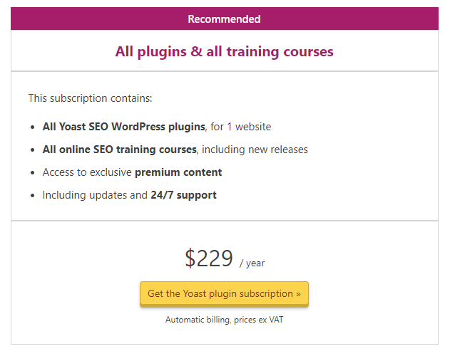 Yoast pricing