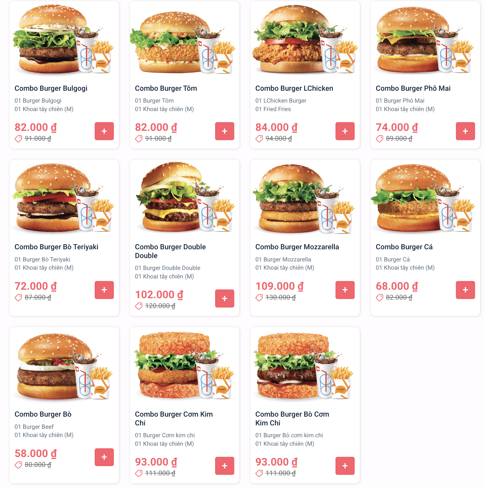 Menu Lotteria: combo