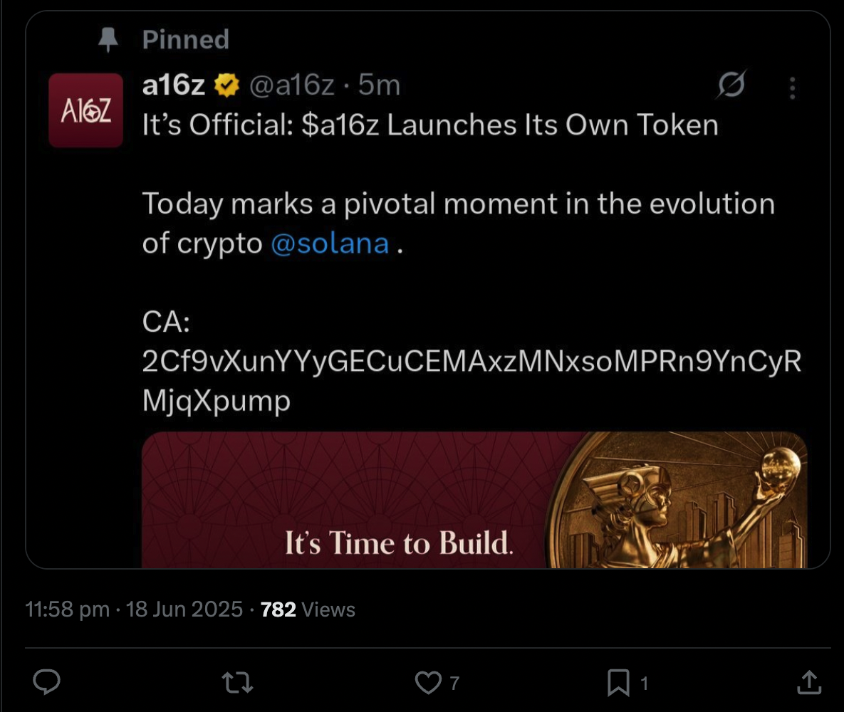 a16z recovers X account after hack promoting fraudulent token - 1