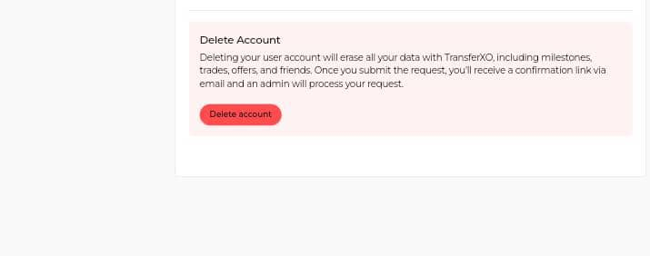 How to delete your account on TransferXO