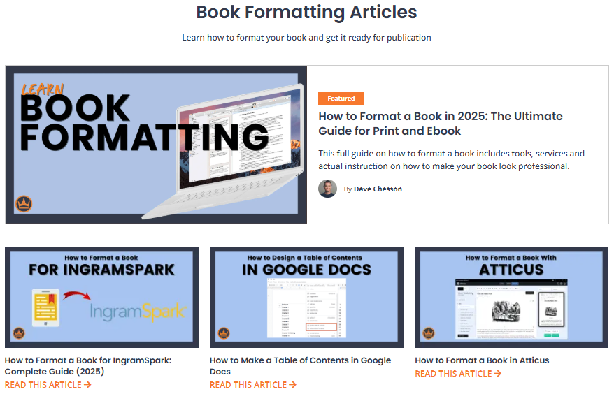 book formatting articles