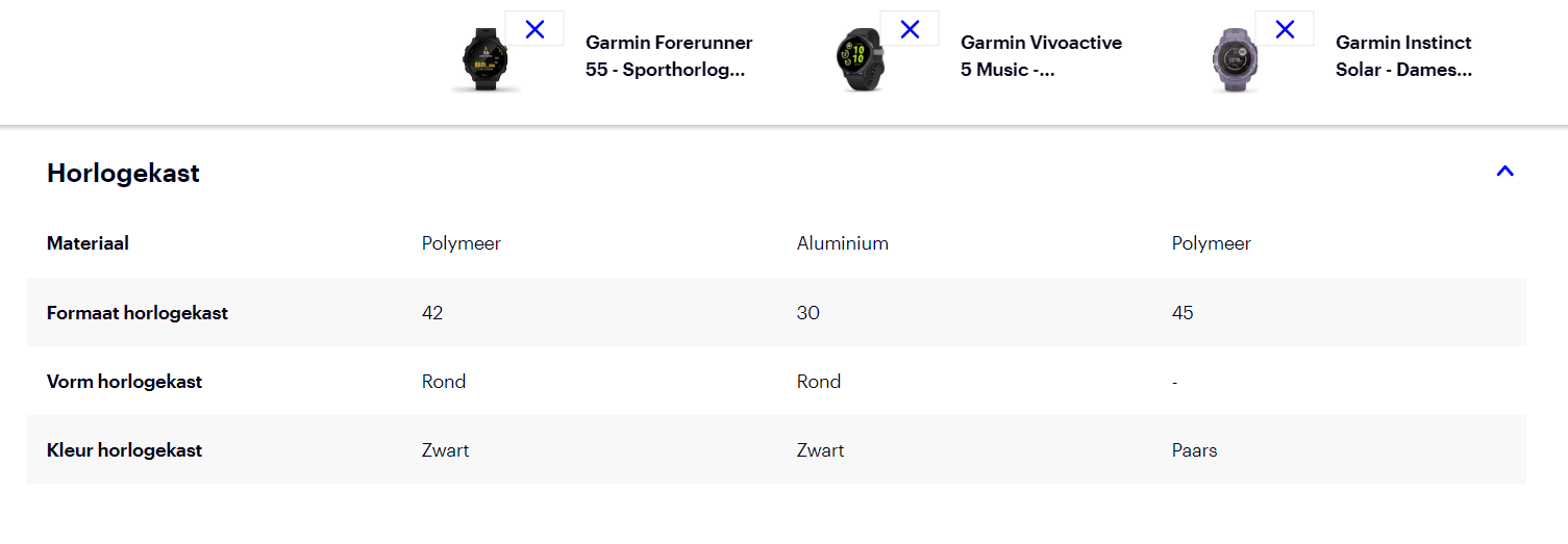 sporthorloge vergelijken
