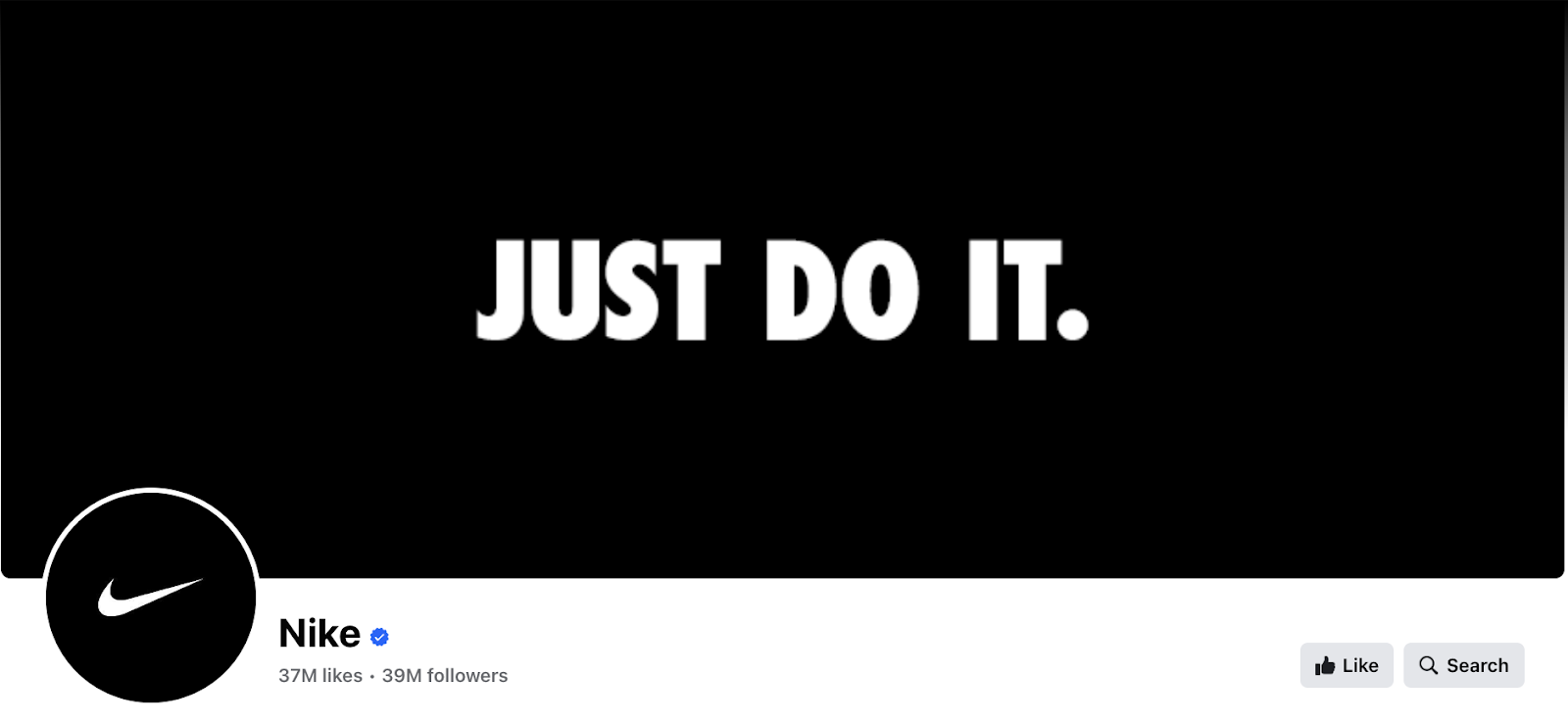 Nike's Facebook cover photo featuring their slogan, "Just do it."