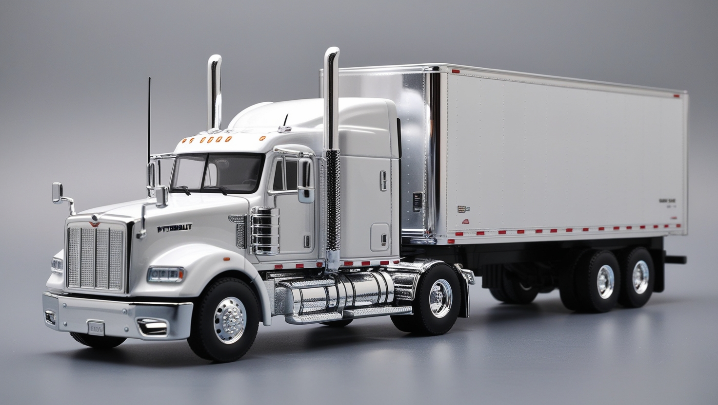 ﻿Diecast Peterbilt Semi with Side Stacks Lights and Sleeper Merchandise