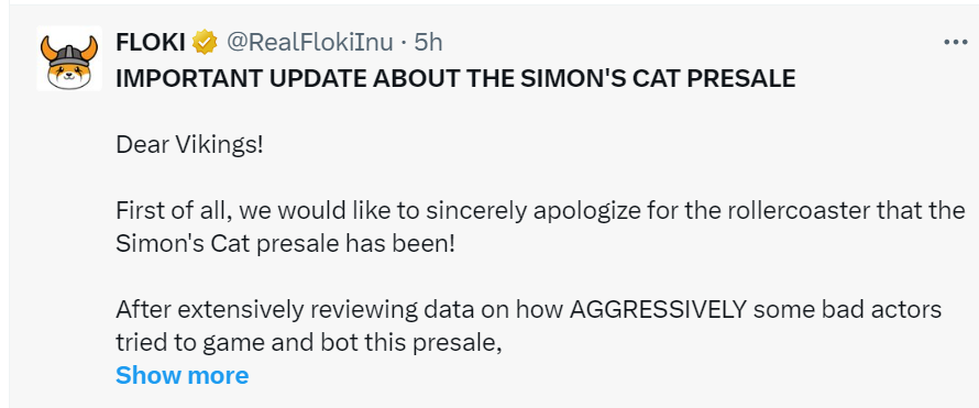 Floki Gives Simon Cats $200K
