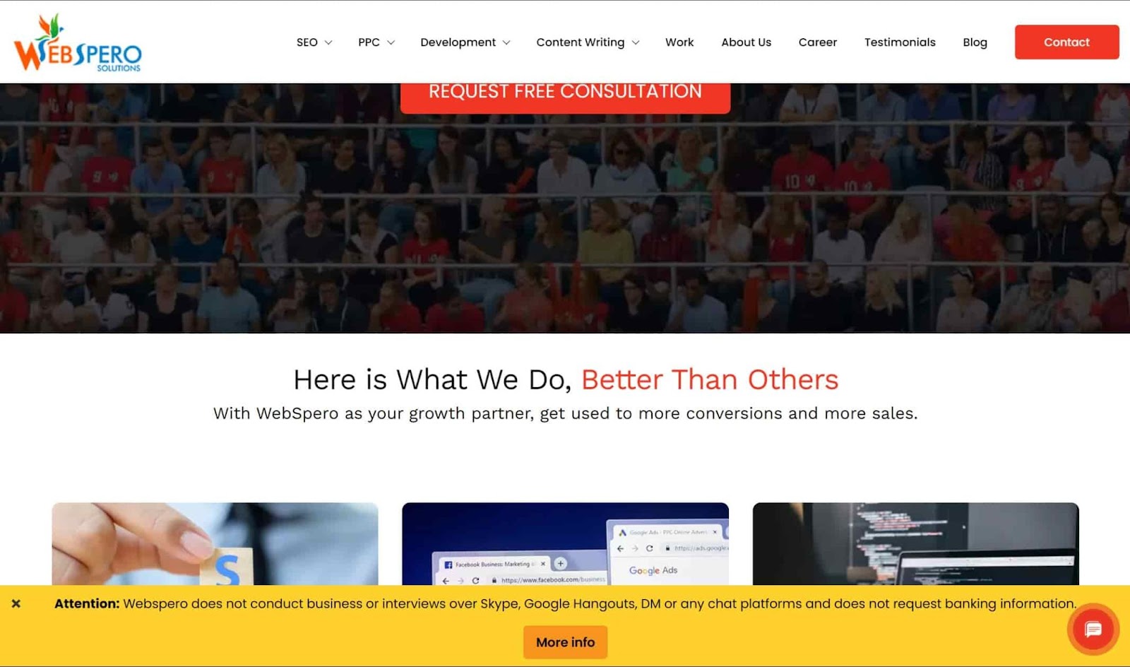 Screenshot of WebSpero Solutions website