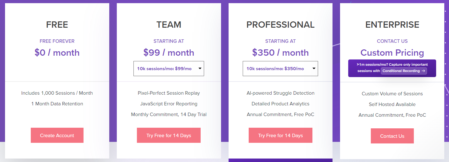 LogRocket pricing