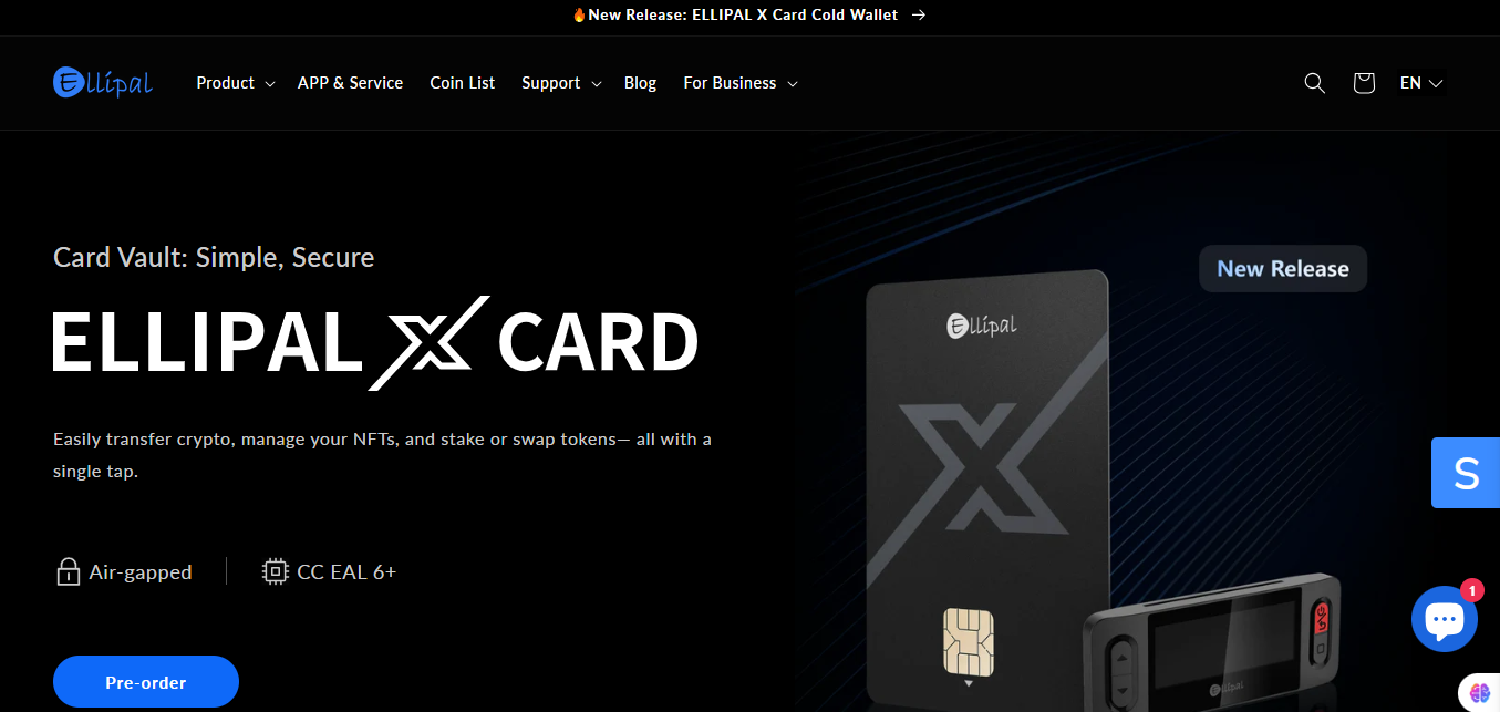 Ellipal Titan homepage interface