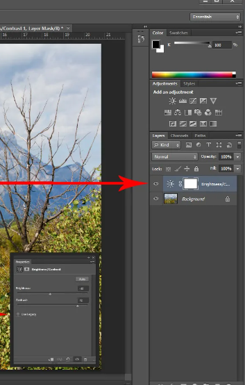 adjusting brightness setting photoshop 