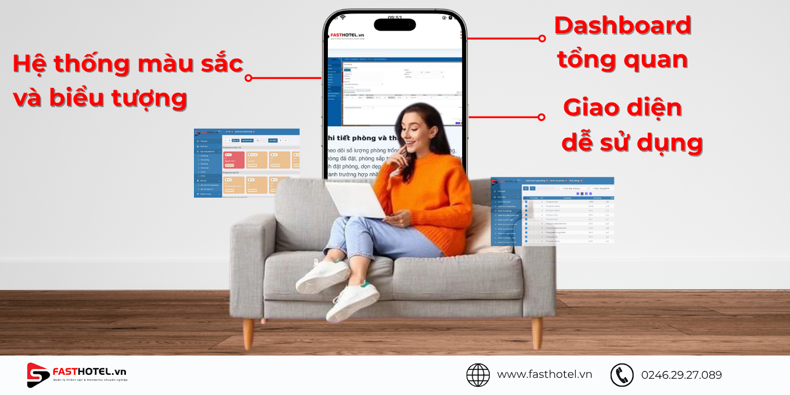 Phần mềm quản lý Fasthotel.vn với giao diện dễ sử dụng