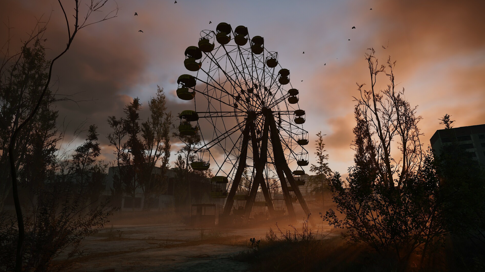 Screenshot of an old ferris wheel in S.T.A.L.K.E.R. 2: Heart of Chornobyl.