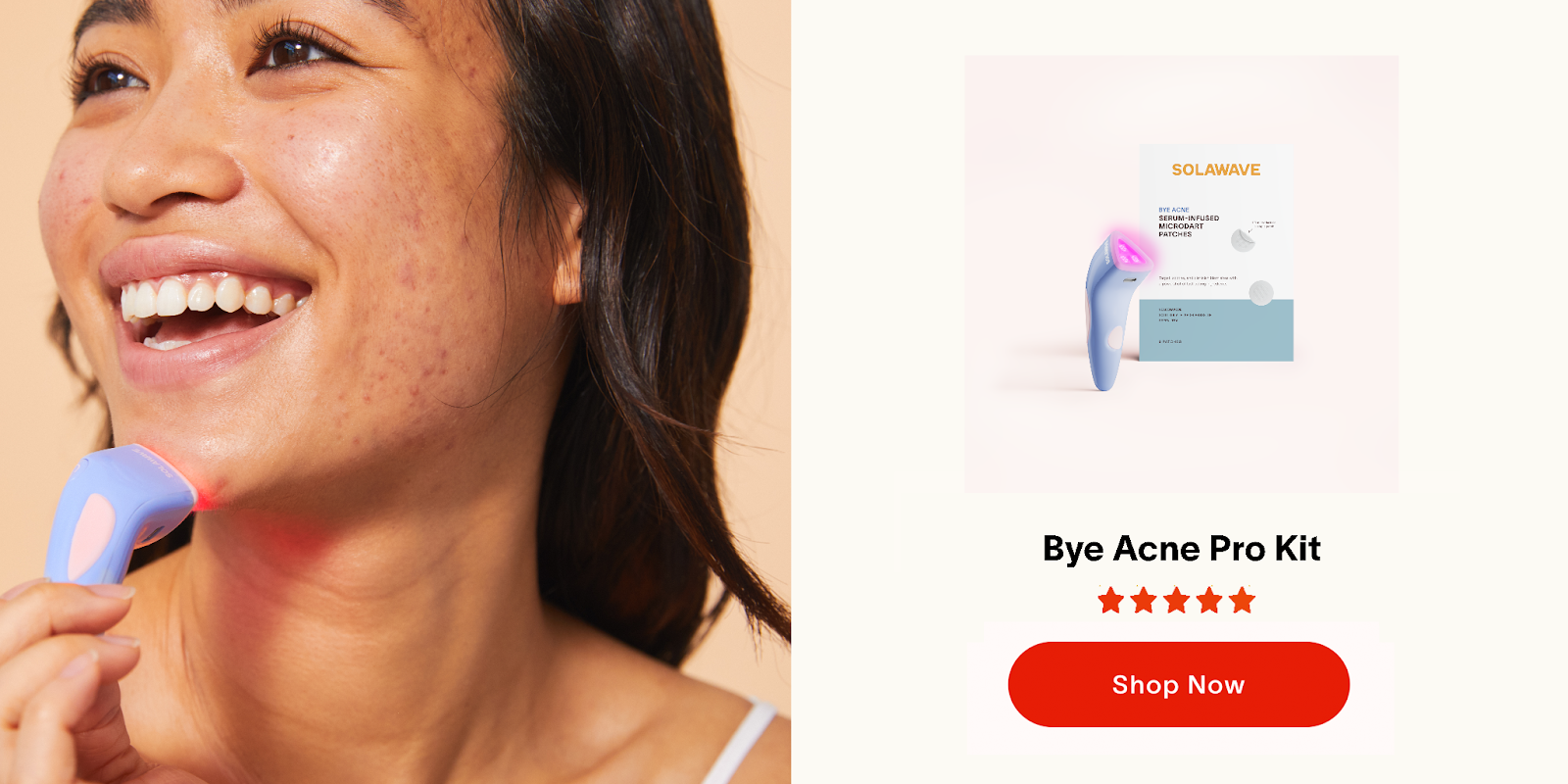 A call to action image to buy the Solawave bye acne pimple device