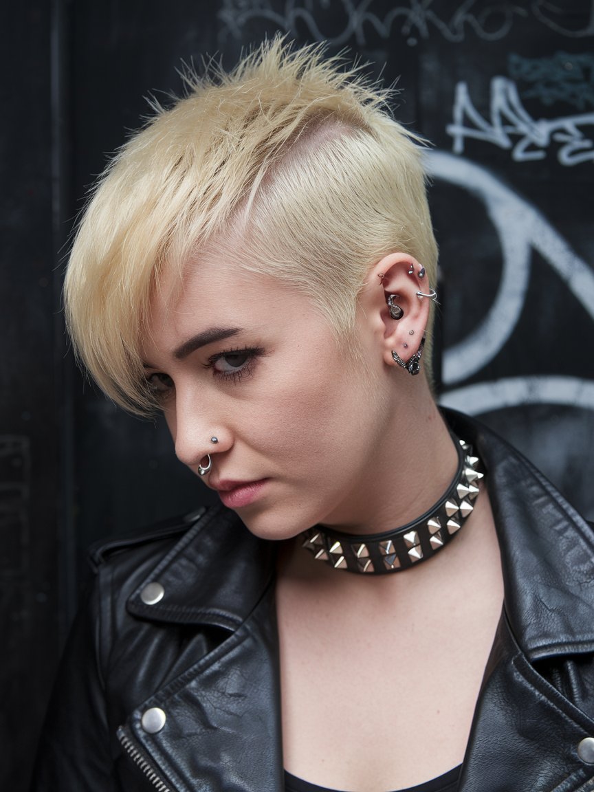 13. Bleached Blonde Buzzed Pixie Cut