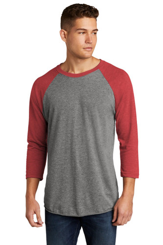 Next Level Unisex Tri-Blend 3/4-Sleeve Raglan Tee, vintage-inspired and soft, made from a cotton/poly blend.