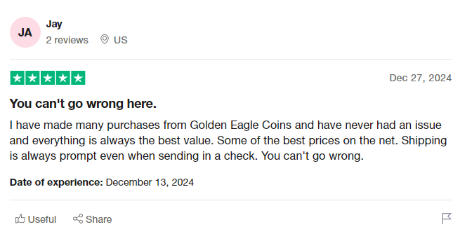 Golden Eagle Coins reviews example