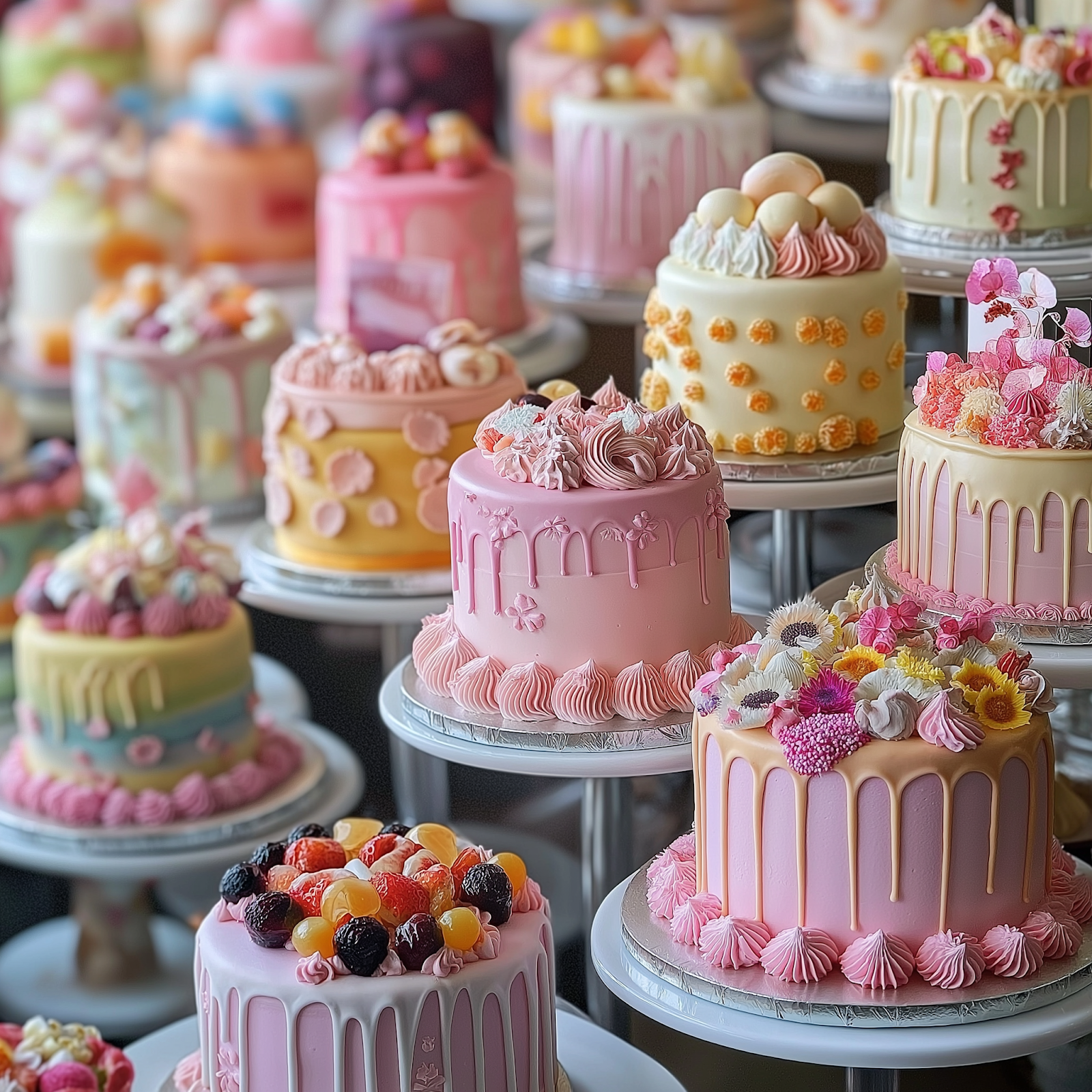 Assorted cakes at a bakery | Source: Midjourney