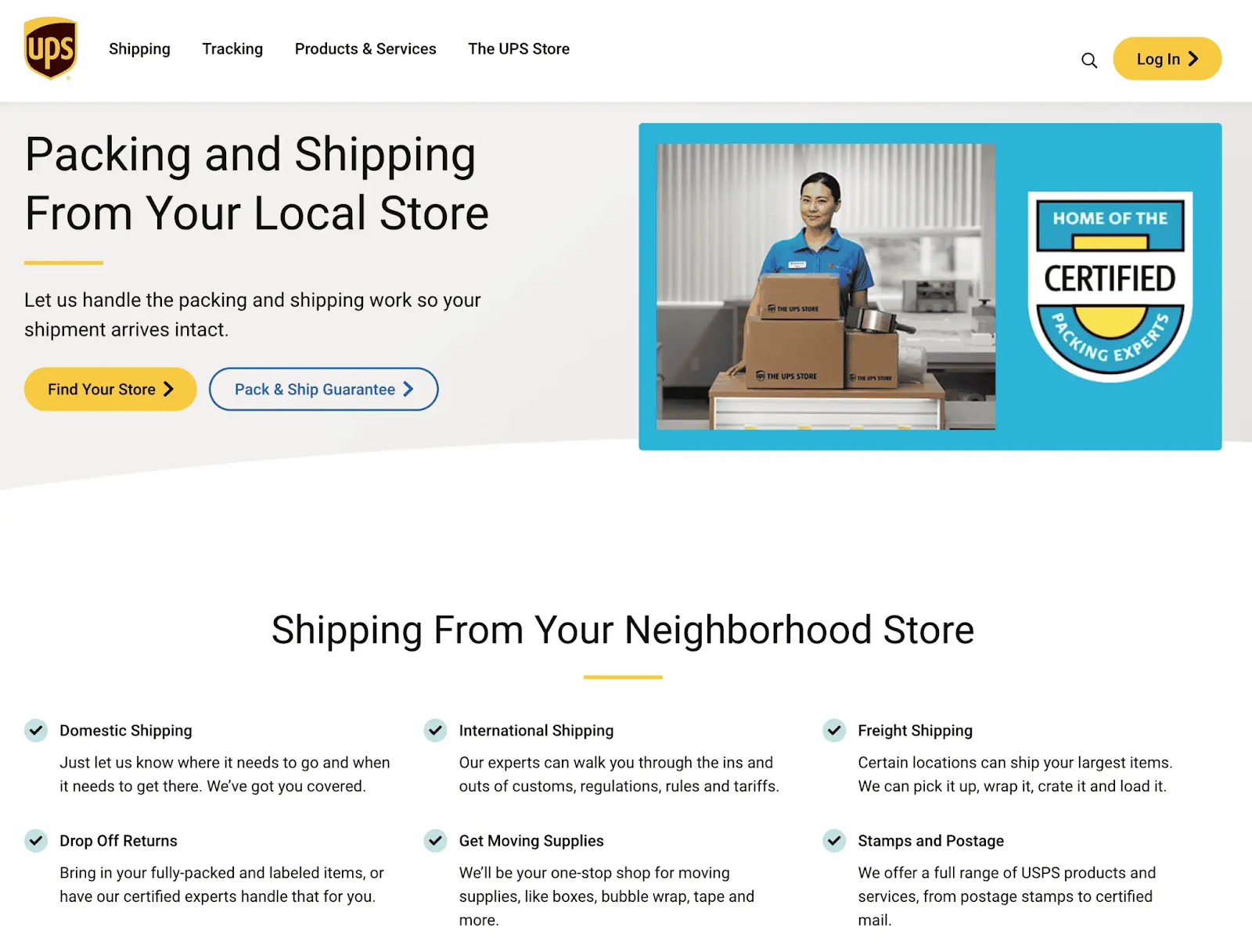 UPS homepage