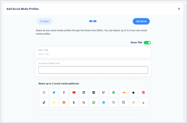 Configure social icons block
