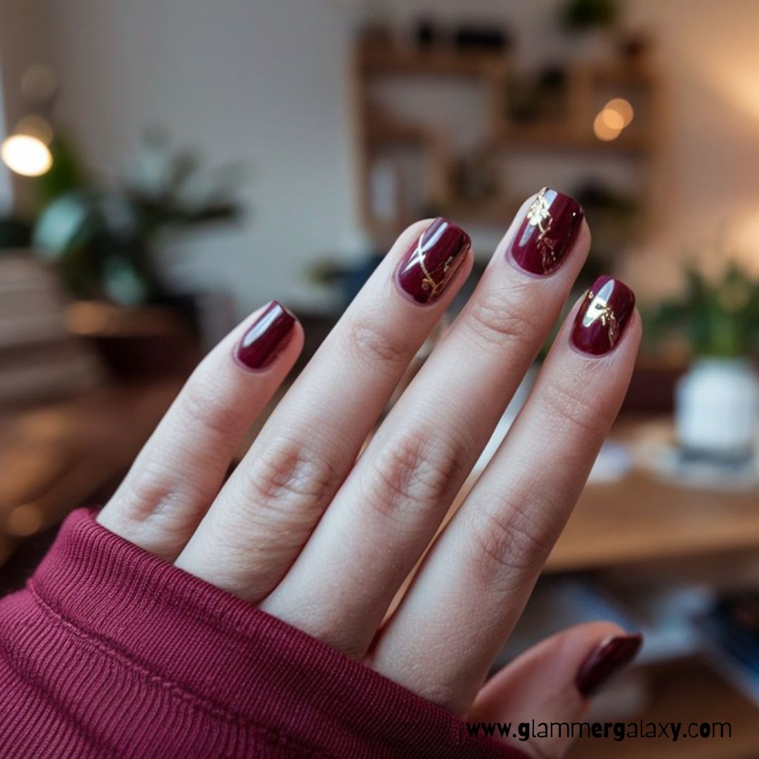 Cute Winter Nails having Rich Burgundy Hues
