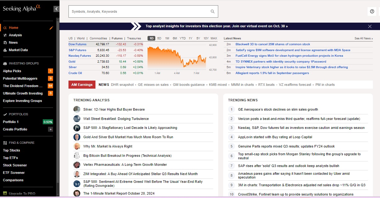 Seeking Alpha Home Page