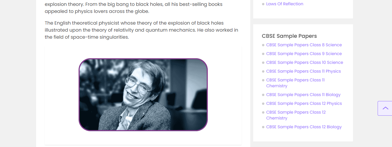 Stephen Hawking feature on Byjus - Profile Feature Article Example