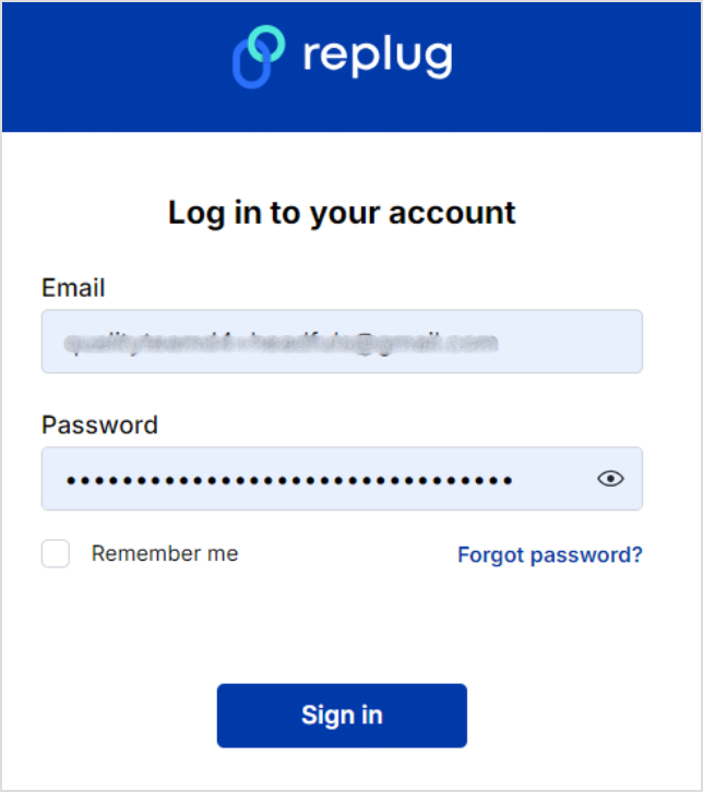 Log-in to your Replug account