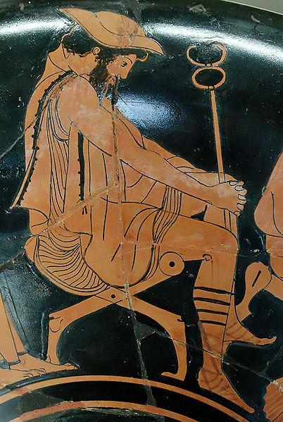 Attributi e simboli del Ermes dio: il caduceo.