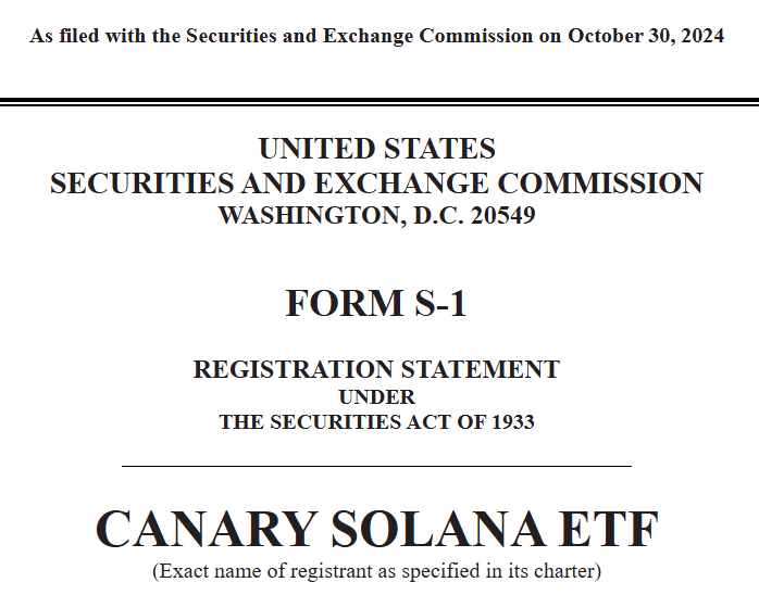 Canary Capital申请Solana ETF的文件