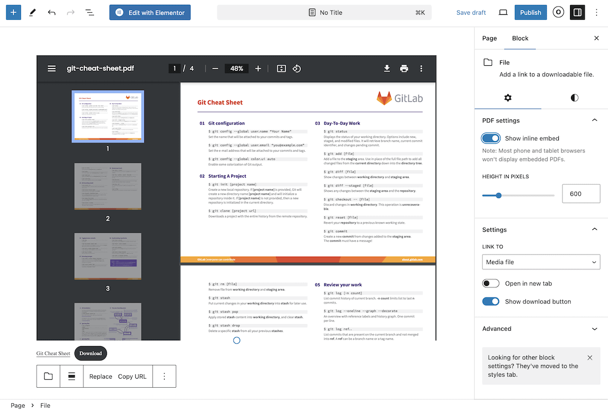 Adding the File Block to the WordPress Block Editor.
