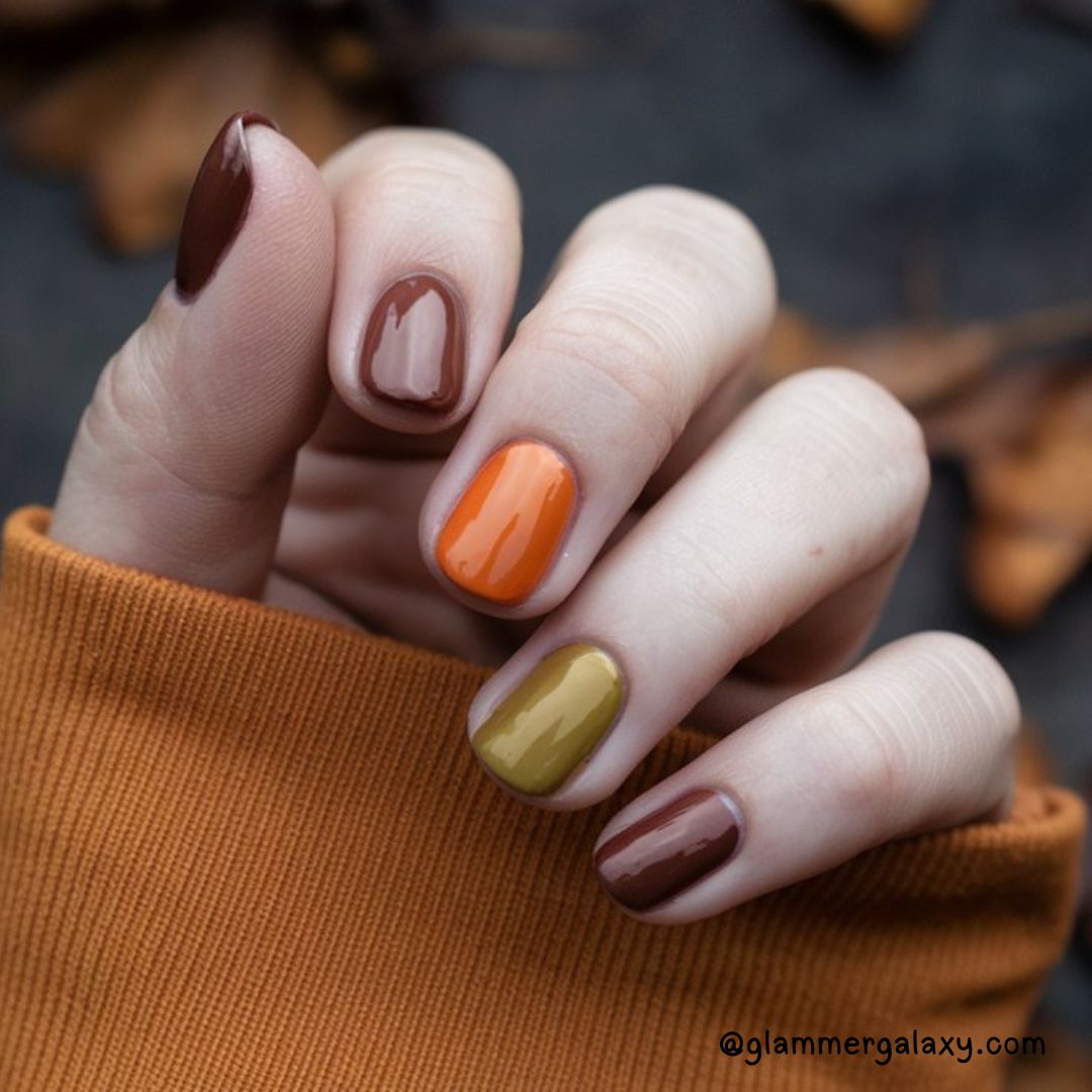 Bold Fall Nail Art Designs Having Monochrome Fall Nails
