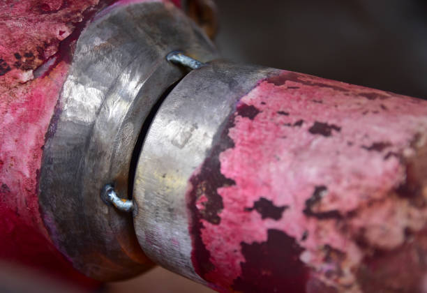 closeup tack weld connection before  final welding 