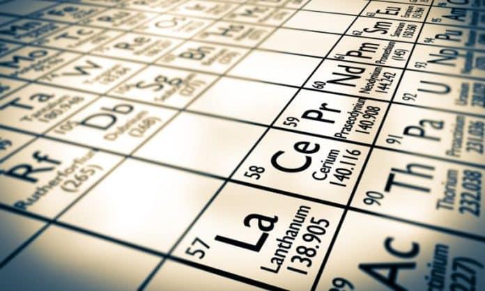 A illustration of some of the rare earth elements in the perdioci table