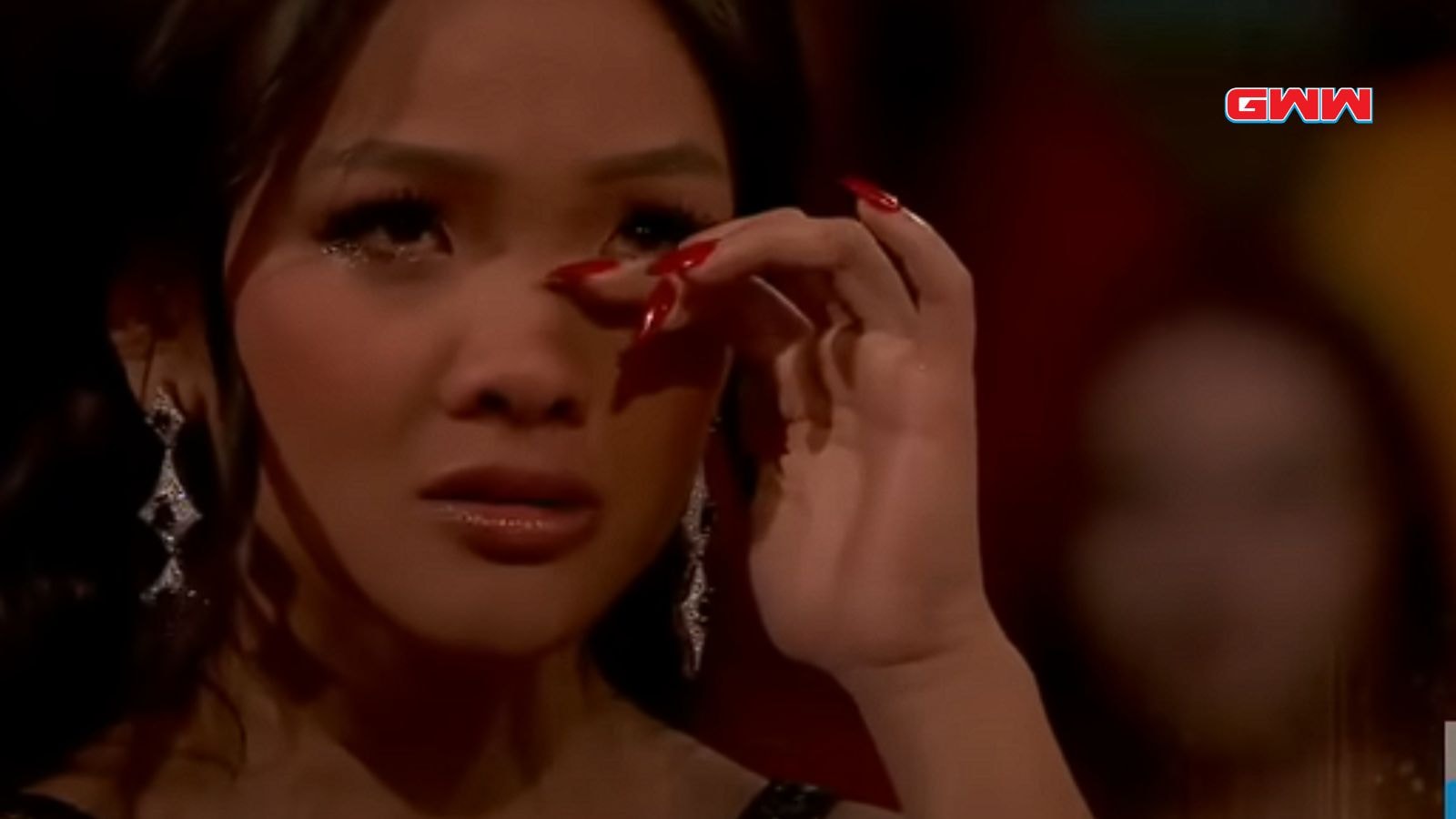 Jenn Tran emotional during Dancing with the Stars Season 33 performance